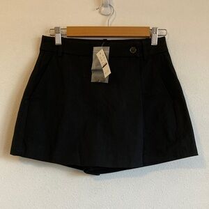 J. Crew Wrap-front skort in bi-stretch cotton blend Size 00 Black